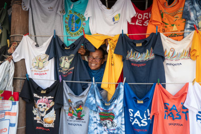 Vendor and her T-shirts