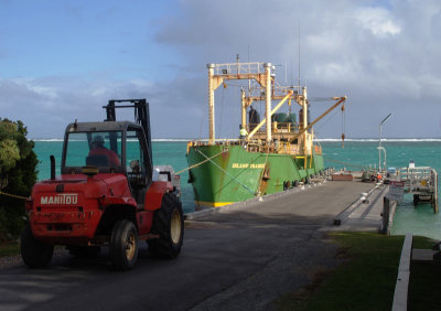 Island Trader unloading at the wharf