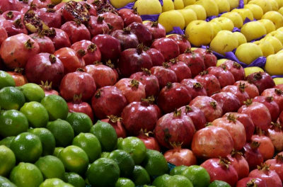 Limes, pomegranates and peaches