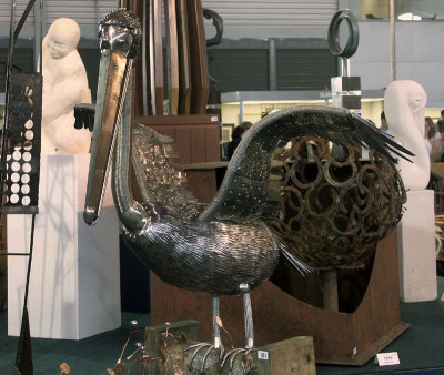 Pelican, and other sculptures