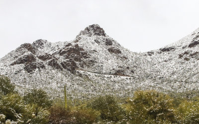 Gates Pass in the snow in Tucson Mountain Park