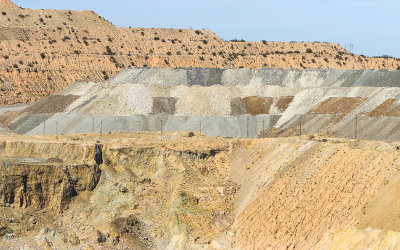 Multicolored tailings in the ASARCO Copper Mine