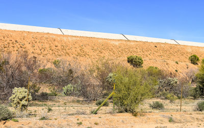 Retaining pond wall at the ASARCO Copper Mine