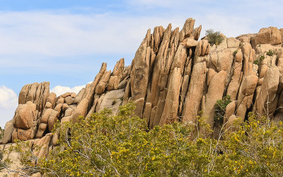 Vertical rock formation along Park Boulevard in Joshua Tree National Park