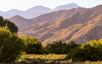 Mountains in the late day sun in Big Morongo Canyon Preserve in Sand to Snow National Monument