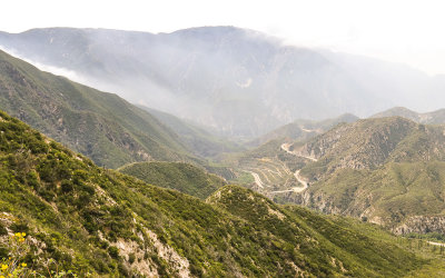 Mount Wilson in the fog from along the Angels Forest Highway in San Gabriel Mountains NM