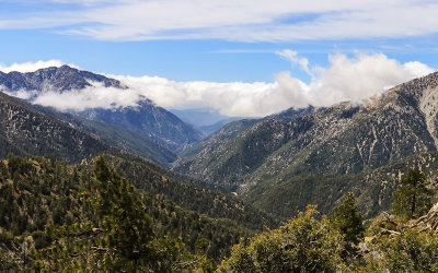 Clouds over the valley as seen from the Islip Saddle along the Angel Crest Highway in San Gabriel Mountains NM