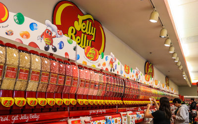 Assorted Jelly Belly dispensers calling out to the weak and vulnerable at the Jelly Belly Factory