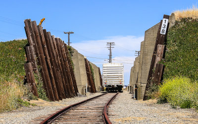 Railcar in a magazine munitions siding in Port Chicago Naval Magazine National Memorial