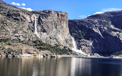 Tueeulala (880 feet) and Wapama Falls (1,400 feet) in the Hetch Hetchy Valley of Yosemite NP