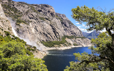 Wapama Falls as seen from the Wapama Falls Trail in the Hetch Hetchy Valley of Yosemite NP
