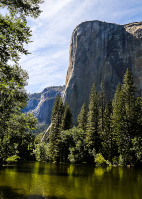El Capitan in afternoon sunlight with the Merced River in Yosemite National Park
