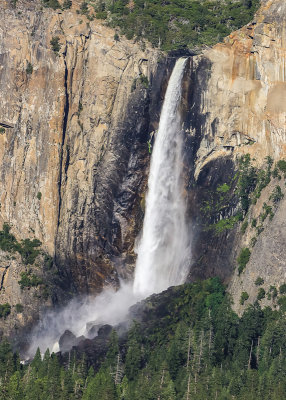 Close up of Bridalveil Falls from the Tunnel View in Yosemite National Park