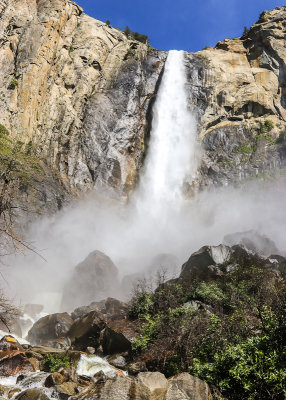 View from the base of Bridalveil Falls in Yosemite National Park