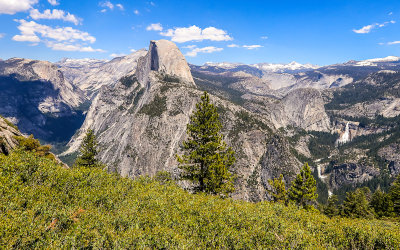 Yosemite Valley and Nevada and Vernal Falls as seen from Glacier Point in Yosemite National Park