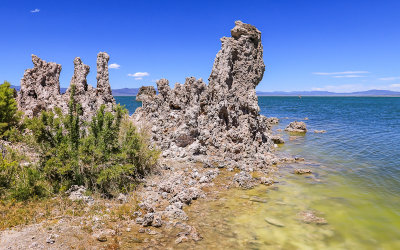 Shore line Tufa formations jut into Mono Lake