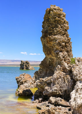 Tufa formations on shore and in Mono Lake