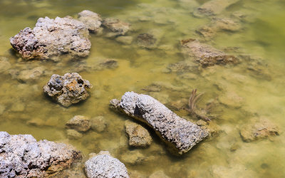Limestone rocks and the alkaline water in Mono Lake