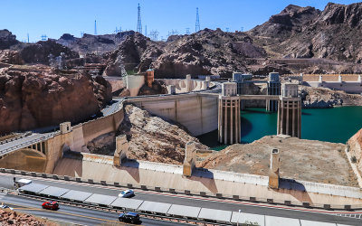 Hoover Dam from the Arizona side in Lake Mead National Recreation Area