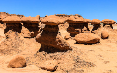 Sculpted geologic formations in Goblin Valley State Park