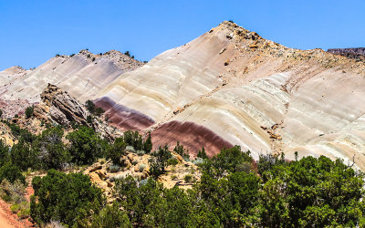 Worn sandstone formations in the Strike Valley on the east side of Capitol Reef National Park