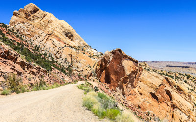 Dirt road making up part of the Burr Trail Switchbacks in Capitol Reef National Park