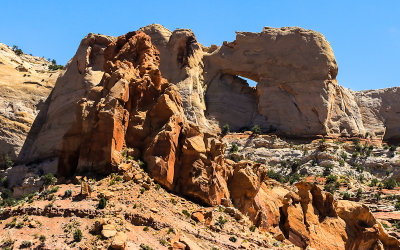 Arch forming over time in the Muley Twist Canyon in Capitol Reef National Park