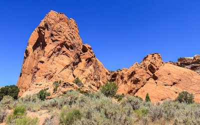 Sandstone formation at the Muley Twist Canyon entrance to the Burr Switchbacks in Capitol Reef National Park