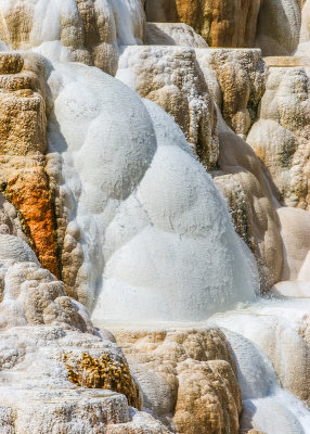 Travertine formation below Canary Spring at Mammoth Hot Springs in Yellowstone National Park
