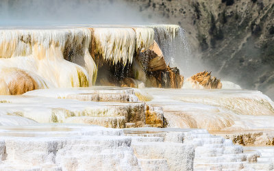The edge of Canary Spring on the Upper Terrace at Mammoth Hot Springs in Yellowstone National Park