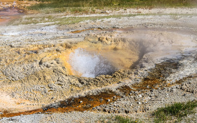 Pump Geyser constantly erupting in the Upper Geyser Basin in Yellowstone National Park