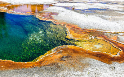 Close up of the Abyss Pool in the West Thumb Geyser Basin in Yellowstone National Park