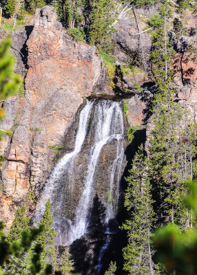 A cascading falls in the Grand Canyon of the Yellowstone in Yellowstone National Park