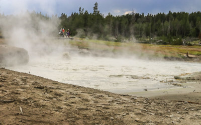 Overview of the Churning Caldron in the Mud Volcano area of Yellowstone National Park