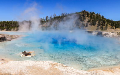 Excelsior Geyser in the Midway Geyser Basin in Yellowstone National Park 