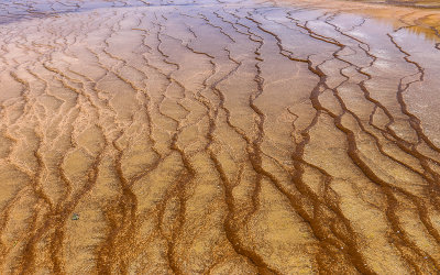 Formations next to the Grand Prismatic Spring in the Midway Geyser Basin in Yellowstone National Park