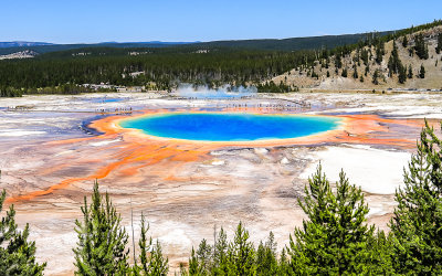 Grand Prismatic Spring in the Midway Geyser Basin in Yellowstone National Park