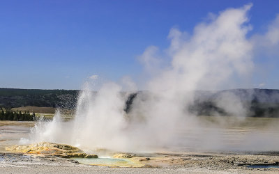 The Clepsydra Geyser in the Lower Geyser Basin in Yellowstone National Park