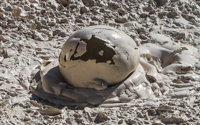 Mud bubble bursts at the Artist Paint Pots in Yellowstone National Park