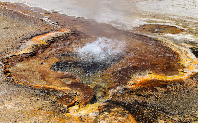 Bubbling pool in the Black Sand Basin in Yellowstone National Park