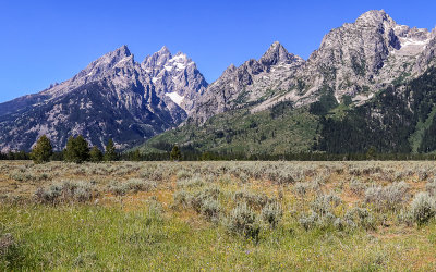 Rugged Teton Peaks as viewed from the Teton Park Road in Grand Teton National Park