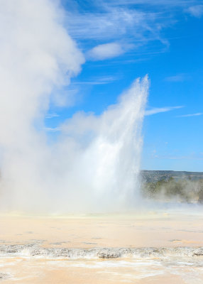 Eruption of the Great Fountain Geyser along the Firehole Lake Drive in Yellowstone National Park