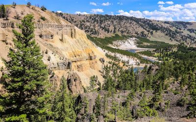 View south of Calcite Springs in Yellowstone National Park