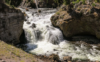 View of the Firehole Falls along the Firehole Canyon Drive in Yellowstone National Park