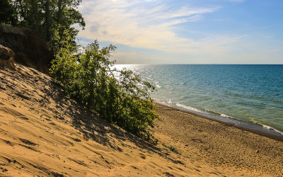 Lake Michigan looking west in the late afternoon in Indiana Dunes National Park