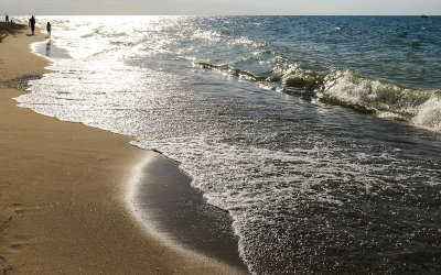 Beach on the shore of Lake Michigan at the foot of Mount Baldy in Indiana Dunes National Park