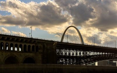 The Eads Bridge with Gateway Arch from East St. Louis Illinois