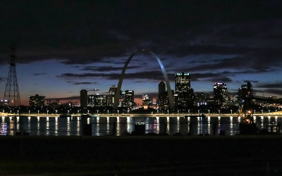 View of Gateway Arch and St. Louis Missouri from the Malcom Martin Memorial Park in East St. Louis Illinois