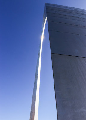 The sun reflected off of Gateway Arch, from the northern leg in Gateway Arch National Park