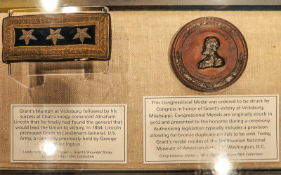 Grants Lieutenant General Shoulder Strap and medal (1863) in Ulysses S. Grant National Historic Site
